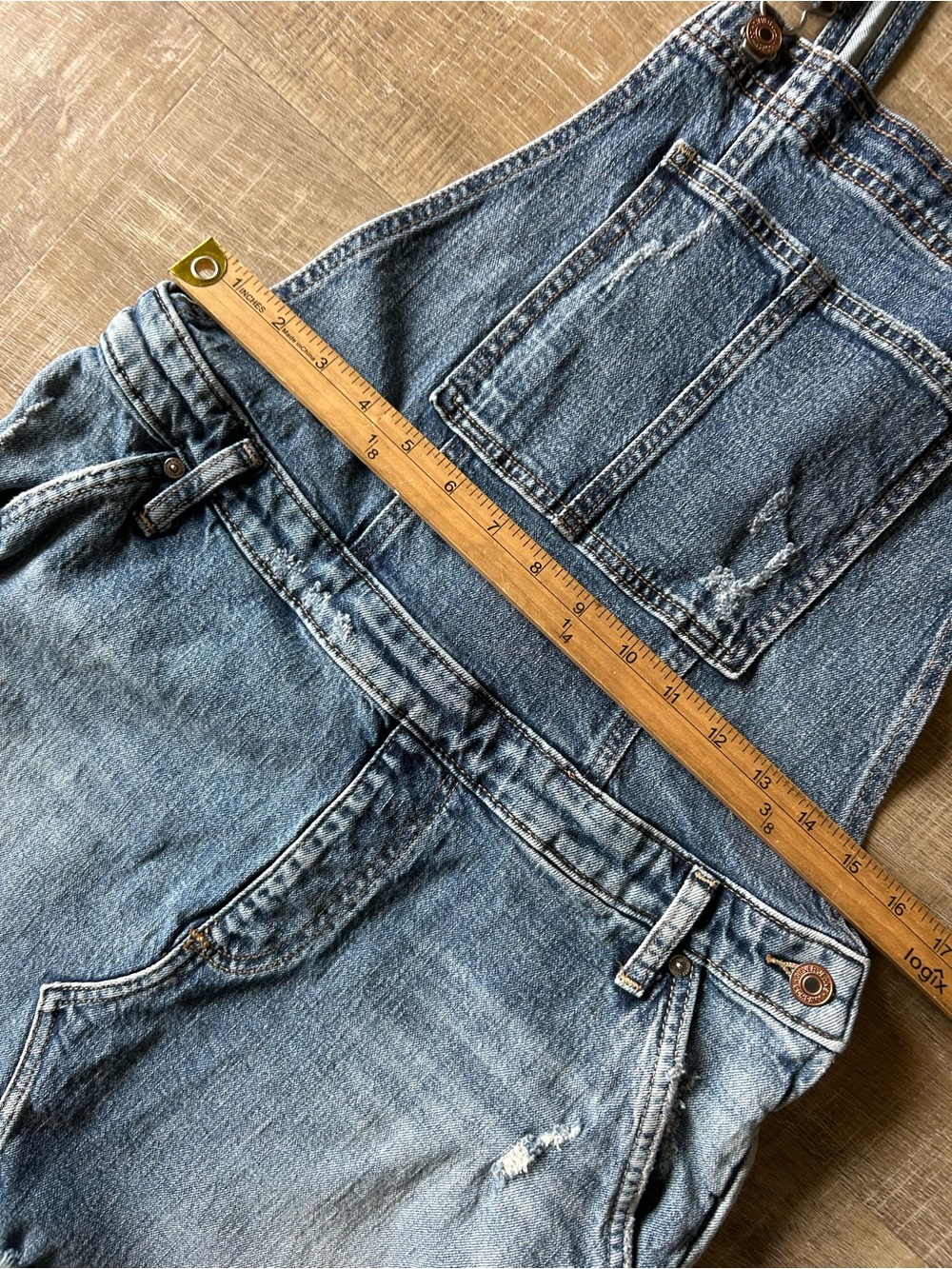 Silver Jeans Skirtall Denim Overall Dress M Distressed Raw Hem Cross Back
